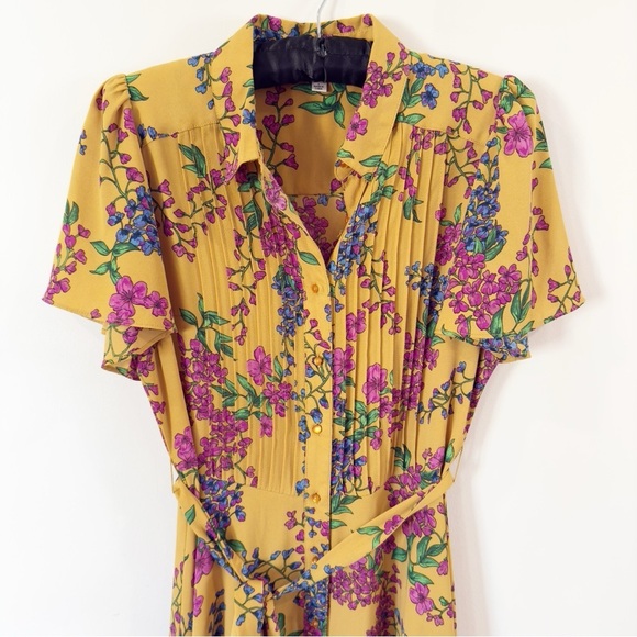 Nanette Lepore gold tie waist dress Size 2 - Picture 3 of 10